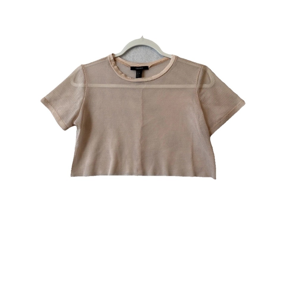 Forever 21 Blush Pink Sheer Mesh Crop Top Women's S Fairy Grunge‎ Y2K Skater